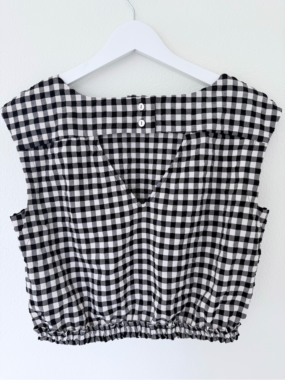 Maeve Anthropologie Black & White Gingham Crop Top Size Medium - Picture 7 of 11